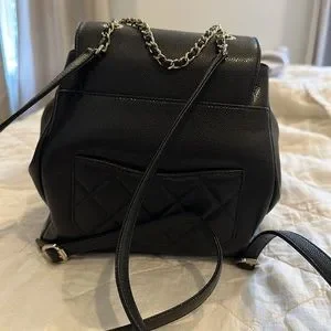100% Chanel affinity backpack new 2022 with updated leather pull for closing CHANEL Caviar Quilted Business Affinity Backpack Black - The  main image 4
